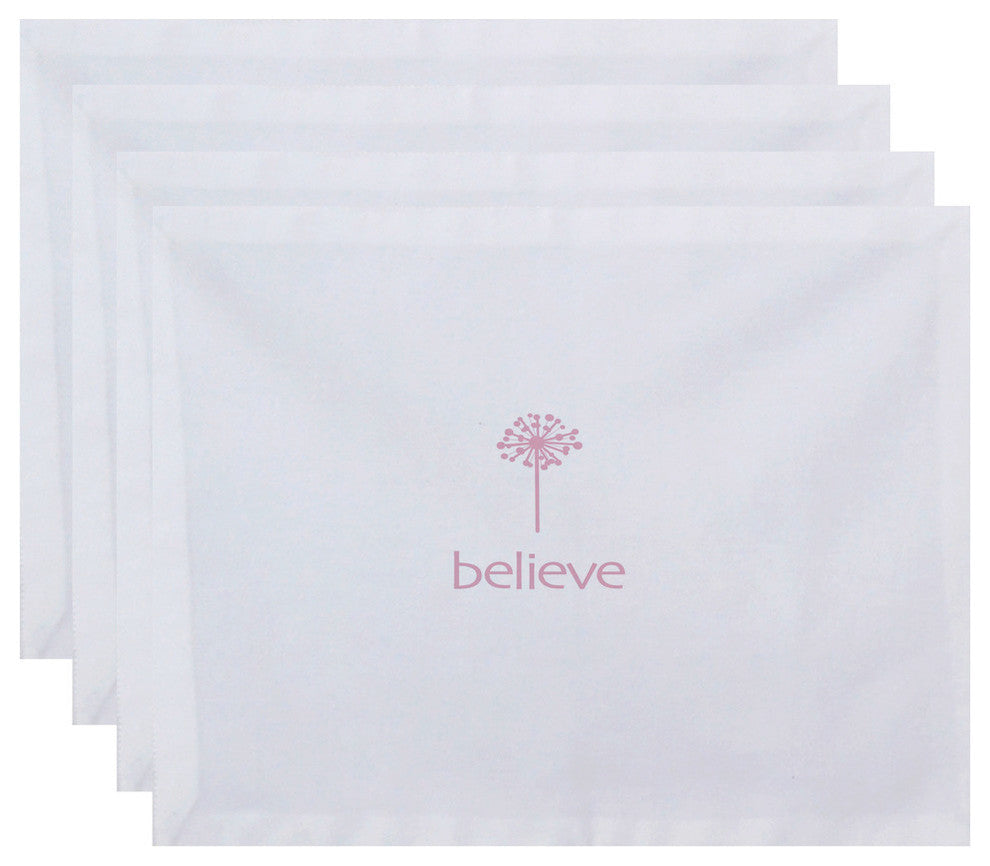18"x14" Make A Wish, Word Print Placemat, Pink, Set of 4