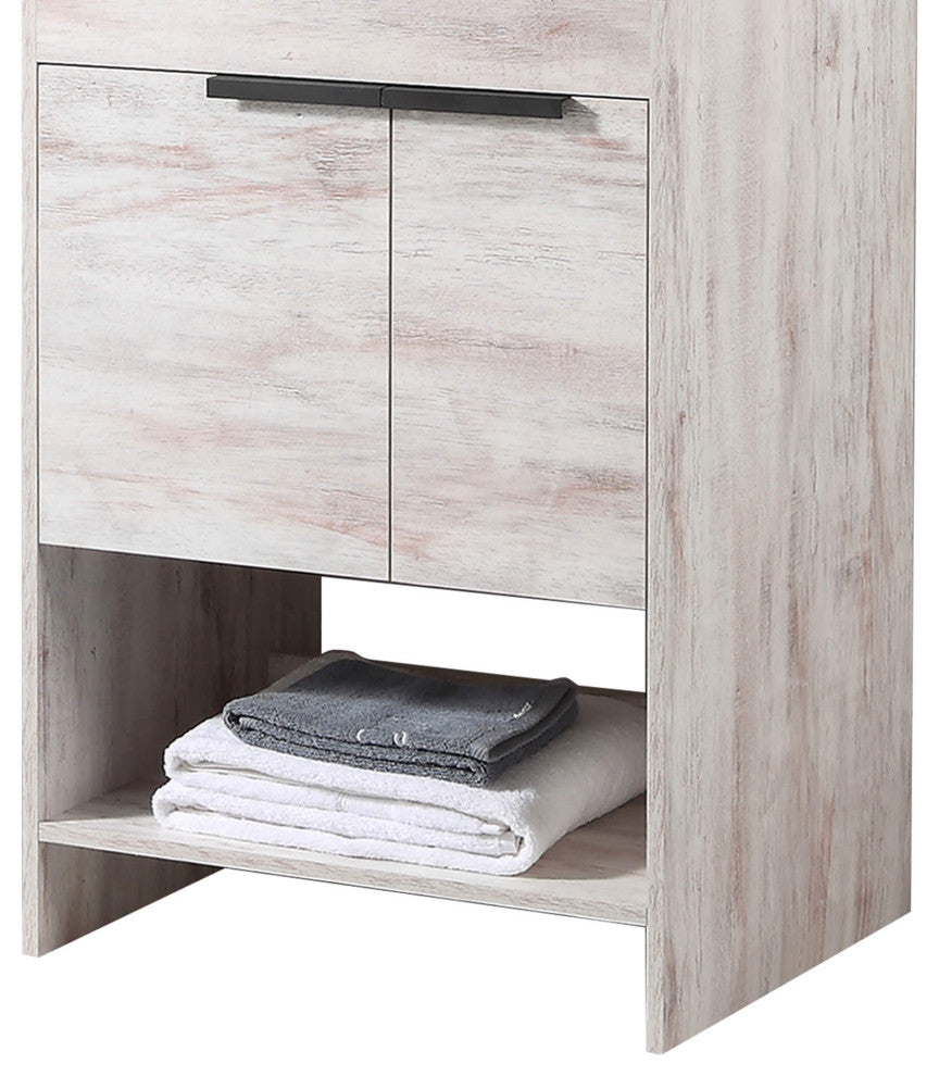 Phoenix Bath Vanity With Ceramic Sink - Full Assembly Required, Rustic White, 24 Inch
