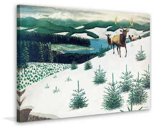 "Elk in Snow" Painting Print on Wrapped Canvas