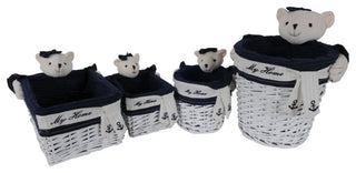 Anne Home, Set Of 5 Rectangular Willow Baskets Bear Design