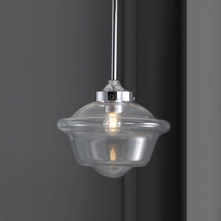 Kurtz Adjustable Drop Metal/Glass LED Pendant, Chrome, 9.5"w