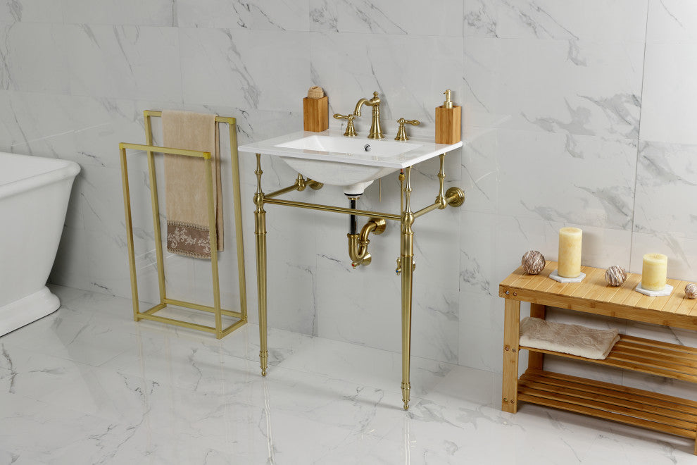 Fauceture KVPB24187W8BB 24" Console Sink, Legs, 8", 3 Hole