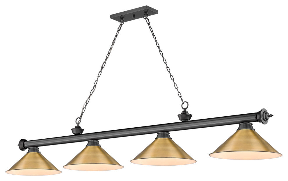 Zlite 2306-4BP-RB15 4-Light Billiard, Rubbed Brass