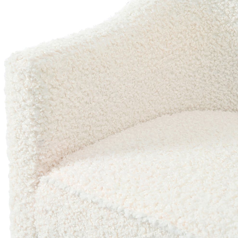 GDF Studio Camellia Contemporary Boucle Barrel Club Chair, White, Single