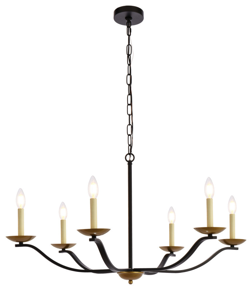 Tobias 36" Pendant, Black and Brass