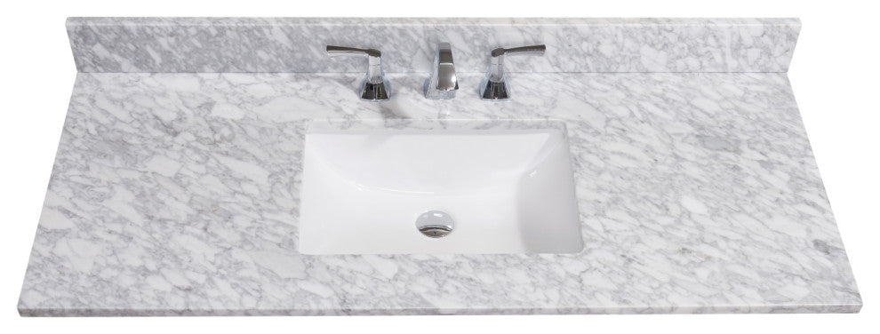 Oristano Natural Marble Vanity Top With White Sink, 48"