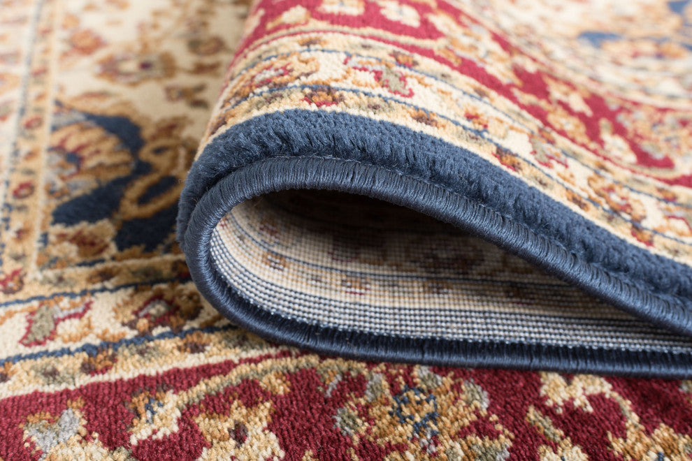 Kirsten Transitional Border Area Rug, Navy, 6'7'' X 9'6''