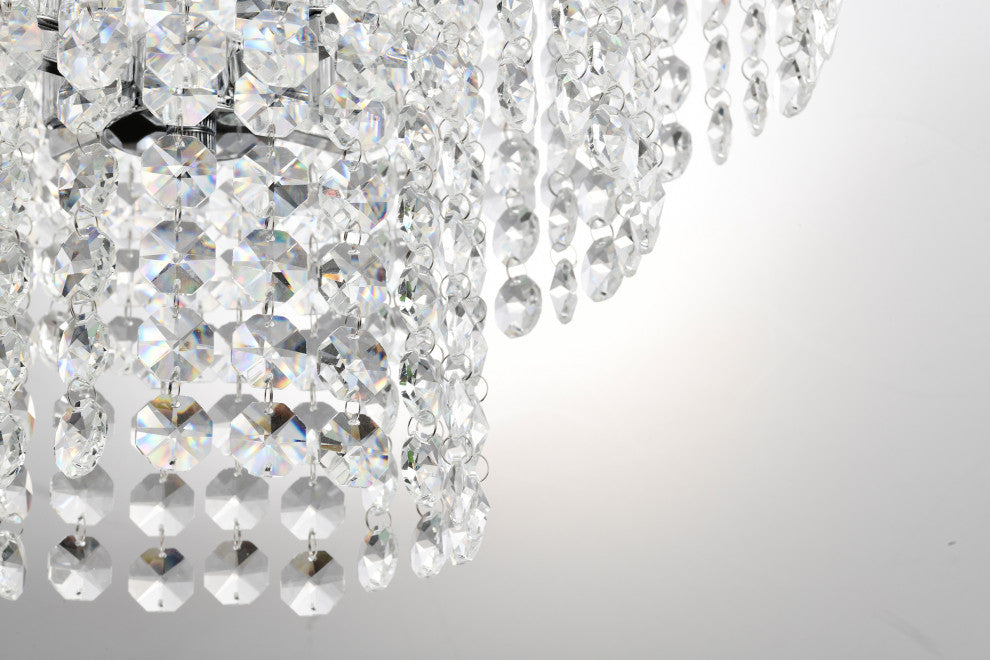 4-Light Chrome Modern Glam Chandelier With Tier Cascading Crystals