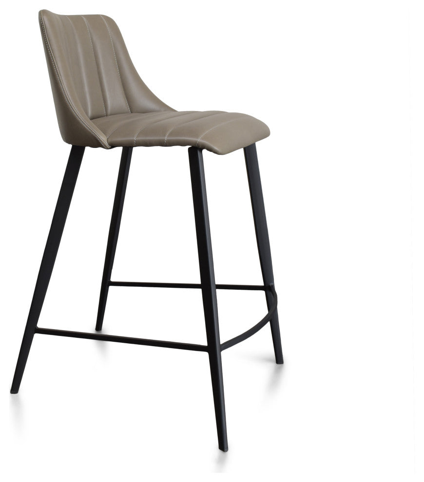 Archie Counter Stools, Taupe Faux Leather, Set of 2