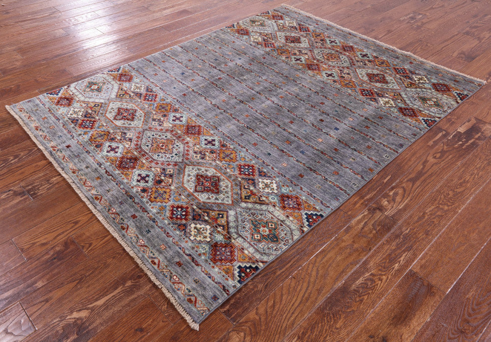 Handmade Khorjin Super Kazak Wool Rug 4' 11" X 6' 7" - Q12379