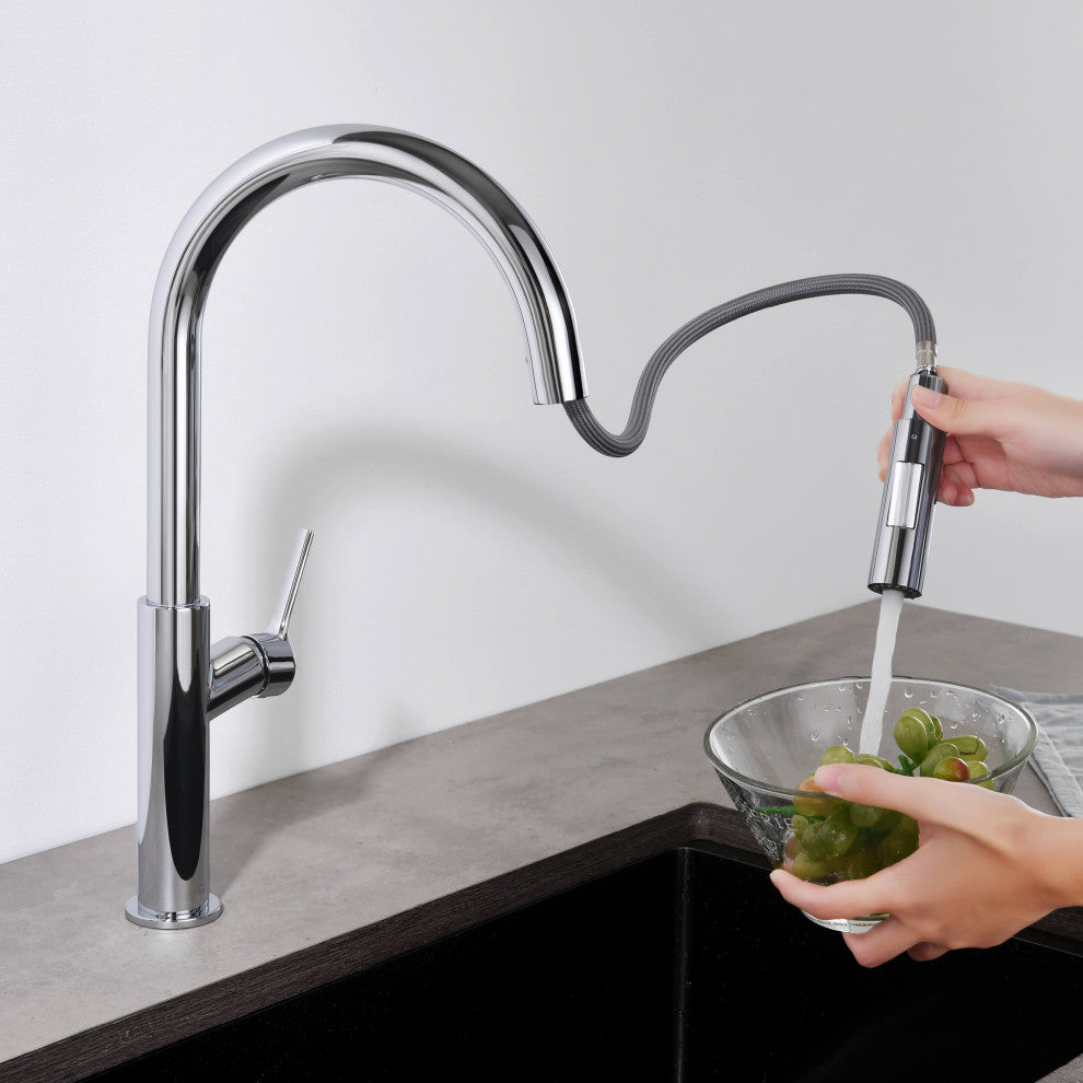 Fusion-T Single Handle Pull Down Sink Faucet With Soap Dispenser, Chrome