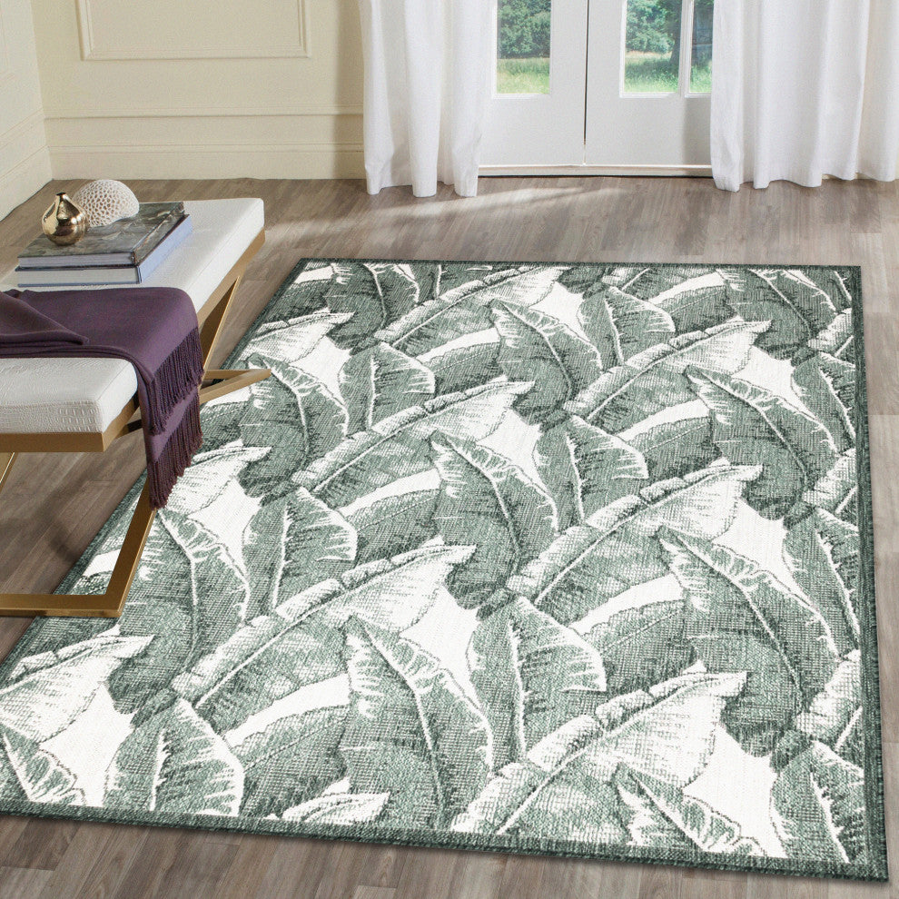 Malibu Fronds Indoor/Outdoor Rug, Green, 3'3"x4'11"