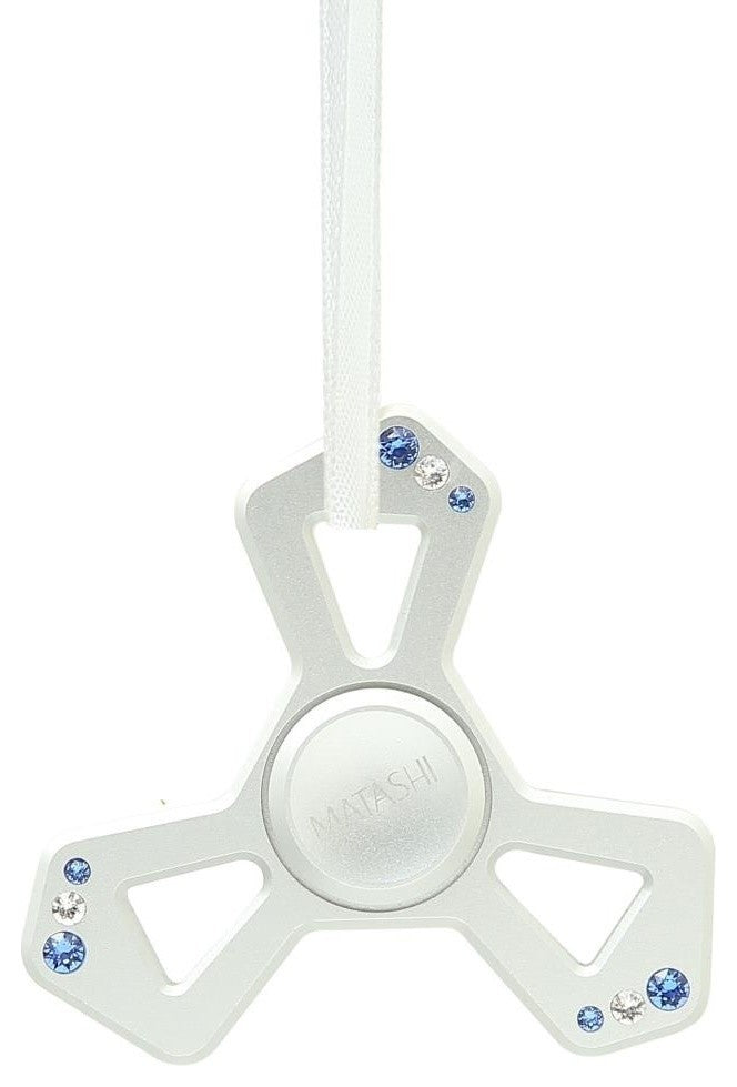 Chrome Plated Silver Hanging Christmas Tree Triangle Spinner Ornament