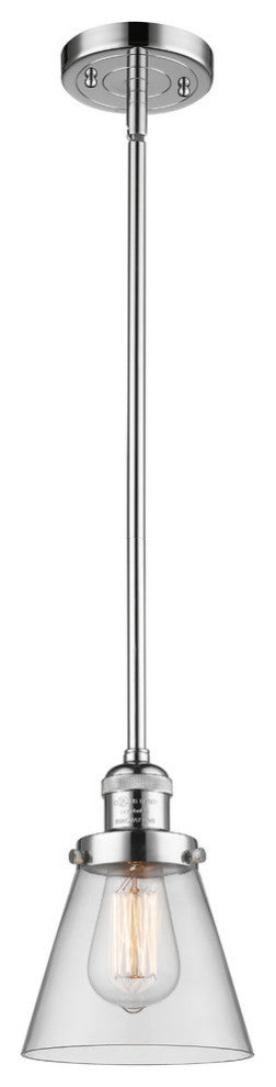 1-Light Small Cone 6" Pendant, Polished Chrome, Glass: Clear