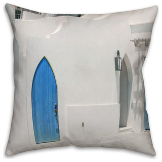 Doors Blue Greek Buildings 1 16x16 Spun Poly Pillow