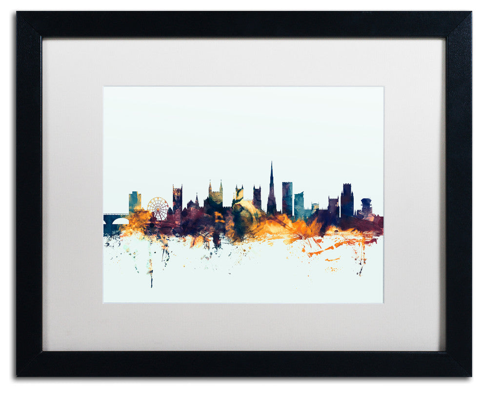 Michael Tompsett 'Bristol England Skyline Blue' Matted Framed Art, 16x20