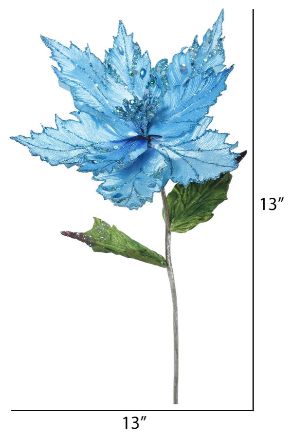 Vickerman Of160942 26" Sky Blue Velvet Poinsettia Artificial Christmas Pick
