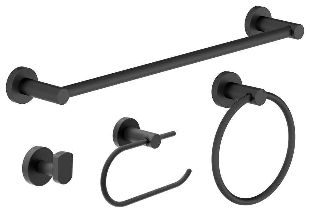 Bath Hardware, Toilet Paper Holder, Robe Hook, Towel Bar & Ring, Matte Black