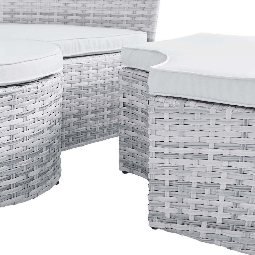 Scottsdale Canopy Sunbrellaï¿½ Outdoor Patio Daybed Light Gray White -4443