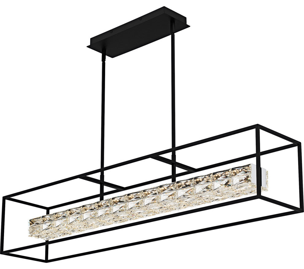 Quoizel PCDZ148 Dazzle 48"W LED Crystal Linear Chandelier - Matte Black