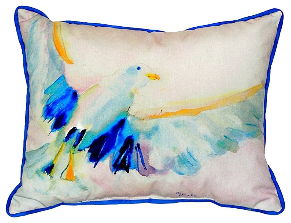 Betsy Drake Flying Gull Small Indoor/Outdoor Pillow 11x14