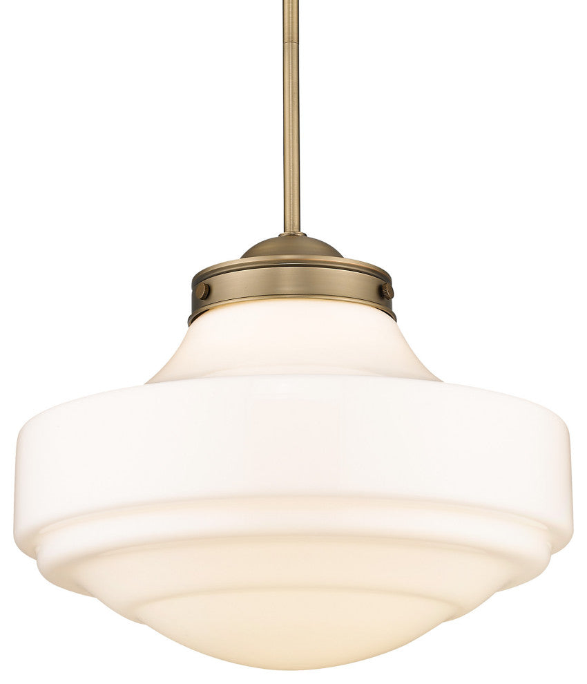Golden Lighting 0508-L Ingalls 16"W Pendant - Modern Brass / Vintage Milk Glass