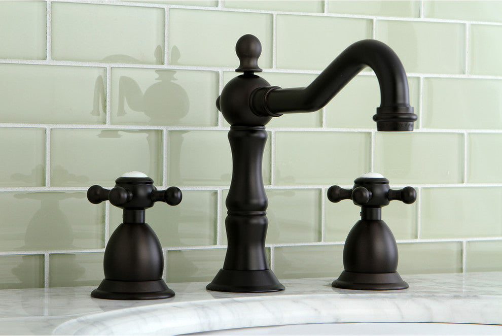 Kingston Brass Widespread Bathroom Faucet With Brass Pop-Up, Oil Rubbed Bronze