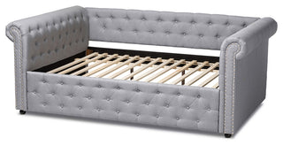 Gray Fabric Upholstered Queen Size Daybed