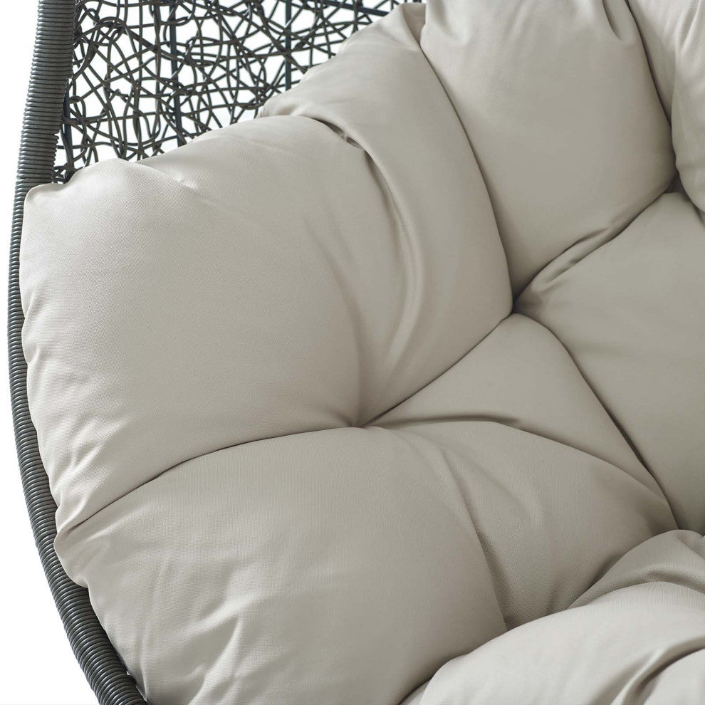 Swing Lounge Chair, Sunbrella, Gray Beige, Modern, Outdoor Patio Bistro