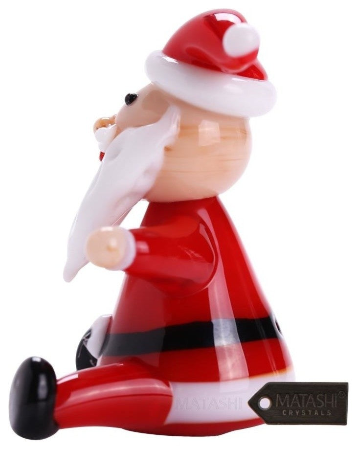 Murano Christmas Winter Decorative Glass Sitting Santa Figurine
