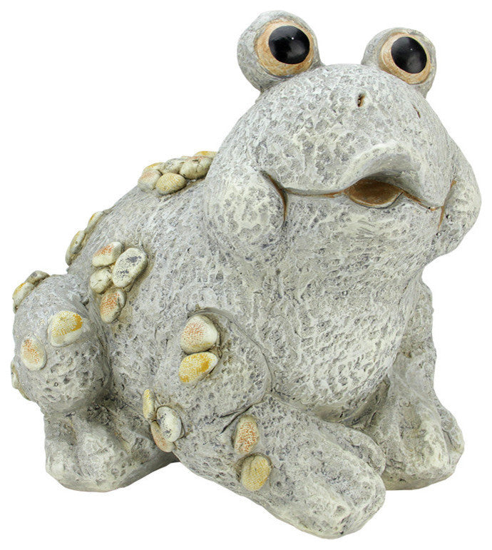 17.3" Weathered Gray Stone-Inspired Frog Outdoor Patio Garden Statue