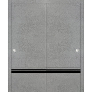 Bypass Doors 56 x 80 | Planum 0012 Concrete with  | Sturdy Rails