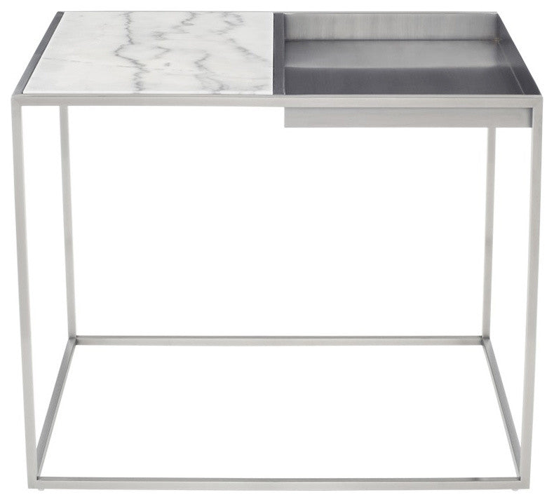 Corbett White Stone Side Table, HGNA525