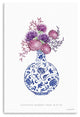 48" x 32" Blue and White Happiness Floral Vase Canvas Wall Art