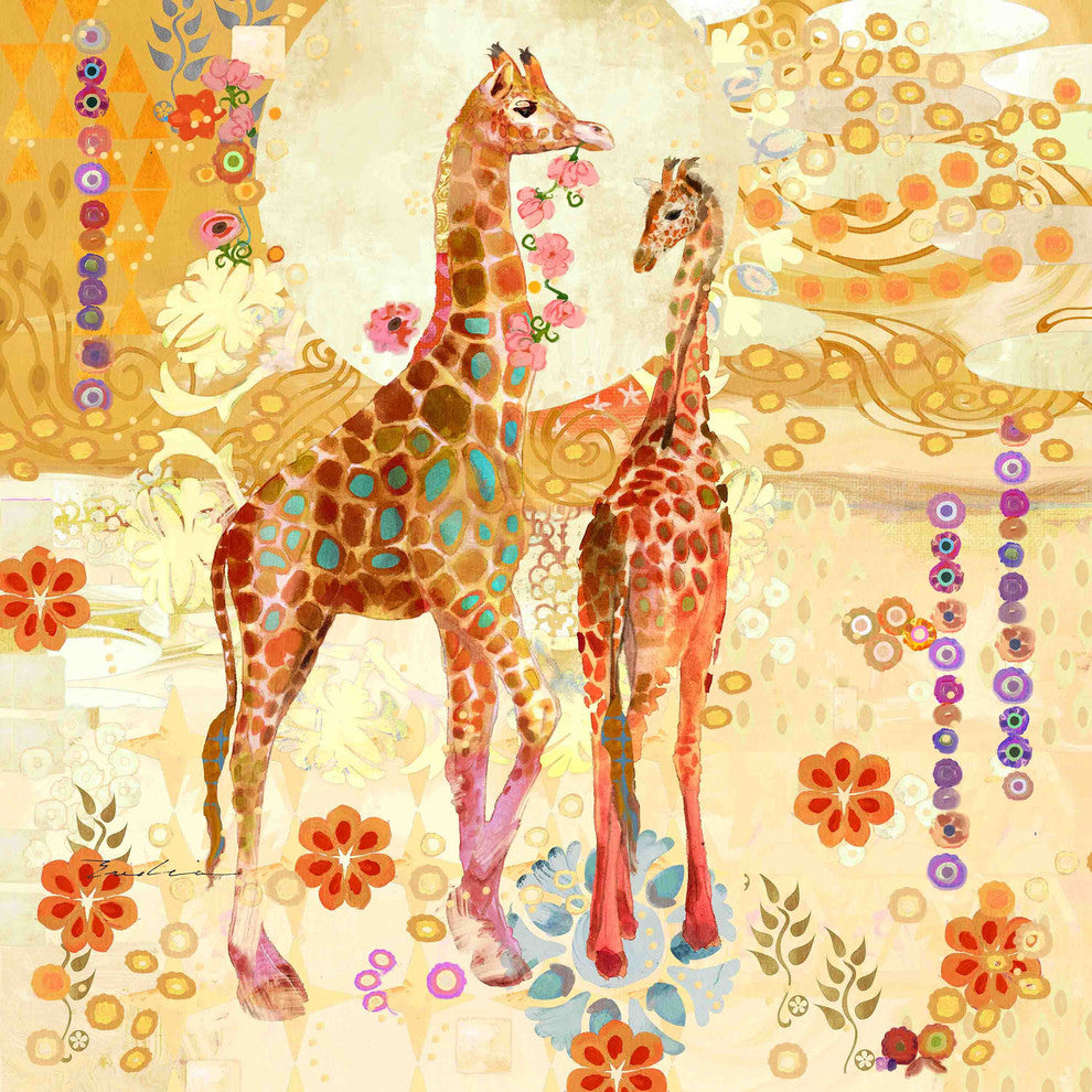 "Giraffes" Painting Print on Canvas by Evelia