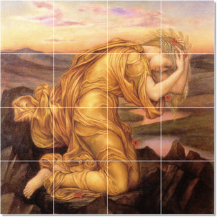 Evelyn De Morgan Women Painting Ceramic Tile Mural #76, 32"x32"