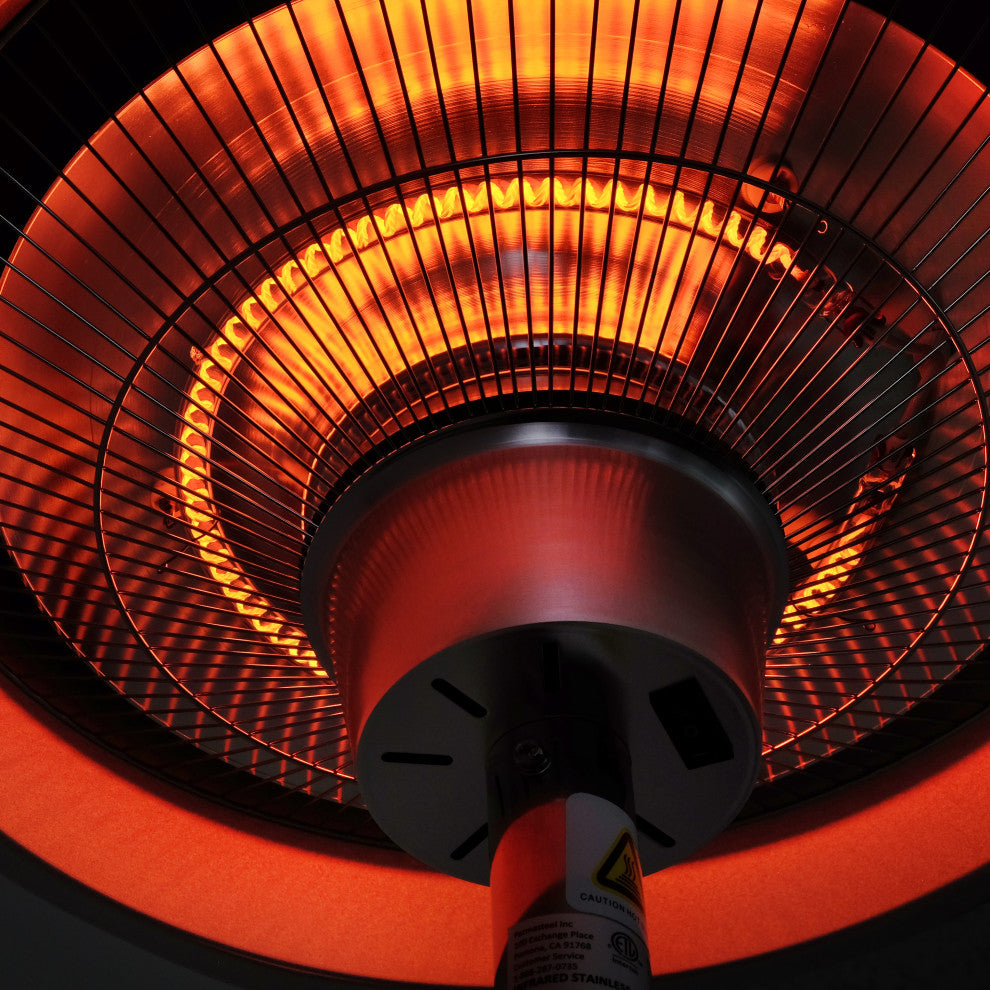 Permasteel 1500W Electric Infrared Stainless Steel Patio Heater with Table