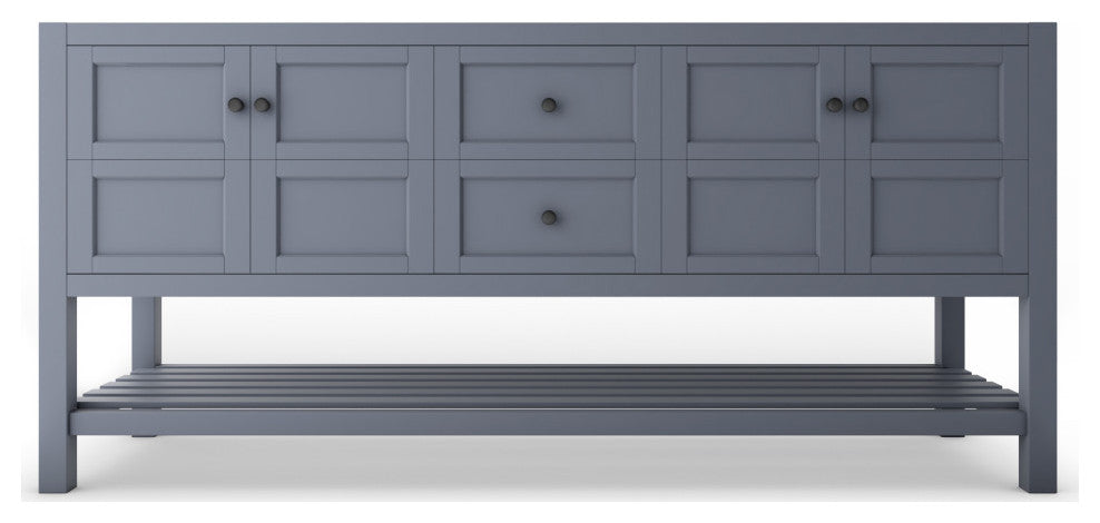 CastelloUSA Alicia 72" Freestanding Vanity, Base Only, Gray, Black Handles