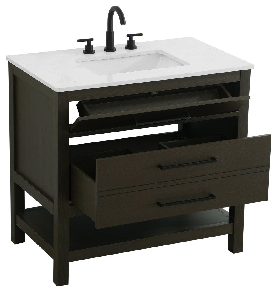 Home Living 36" Single Bathroom Vanity, Mocha Brown