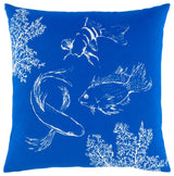 Surya Sea Life Slf-005 Dark Blue Pillow Shell With Down Insert 18"H X 18"W