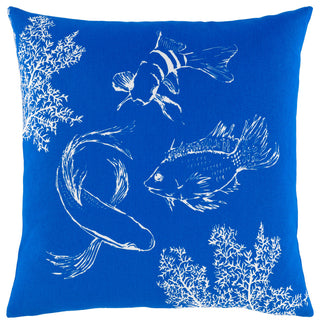 Surya Sea Life Slf-005 Dark Blue Pillow Shell With Down Insert 18"H X 18"W
