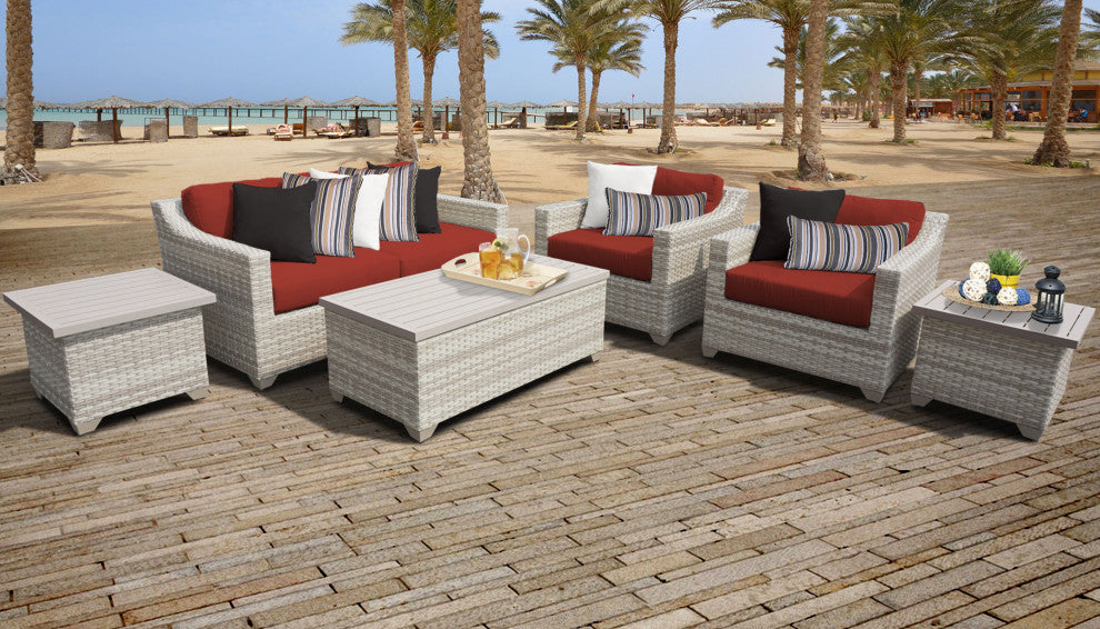 Fairmont 7 Piece Outdoor Wicker Patio Furniture Set 07d