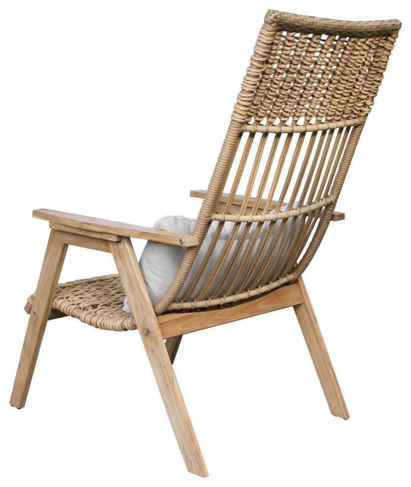 Teak and Wicker Basket Lounger Chair, Set of 2, Bohemian