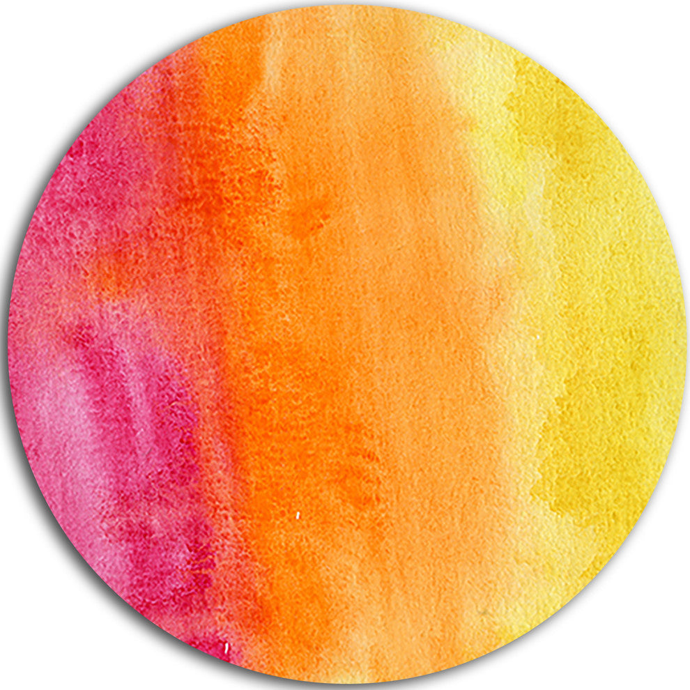 Yellow, Purple Meet Orange, Abstract Round Metal Wall Art, 11"