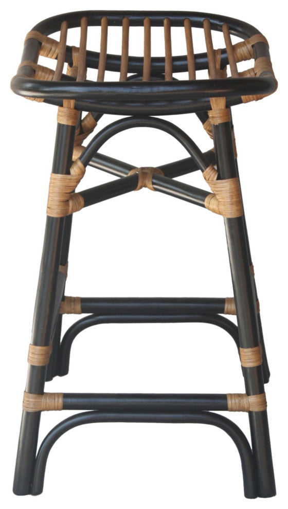Damara Rattan Counter Stool, Black