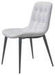 Dining Chair, Set of 2, Faux Vinyl Leather, Steel, White, Dark Gray, Cafe