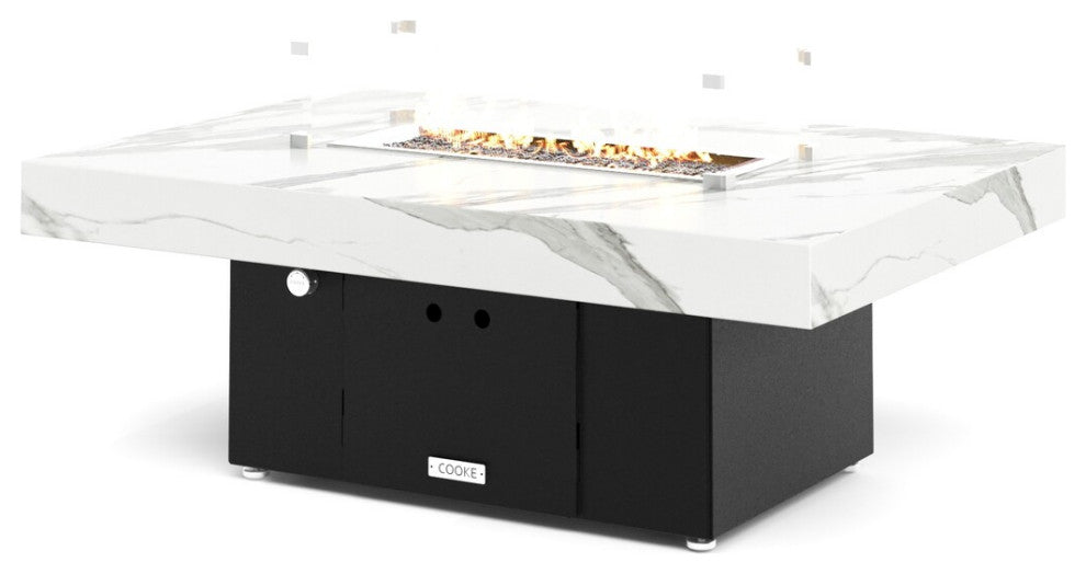 FirePit Table, 48"x34"x17", Natural Gas, Laminam Calcatta San Nicola, Black