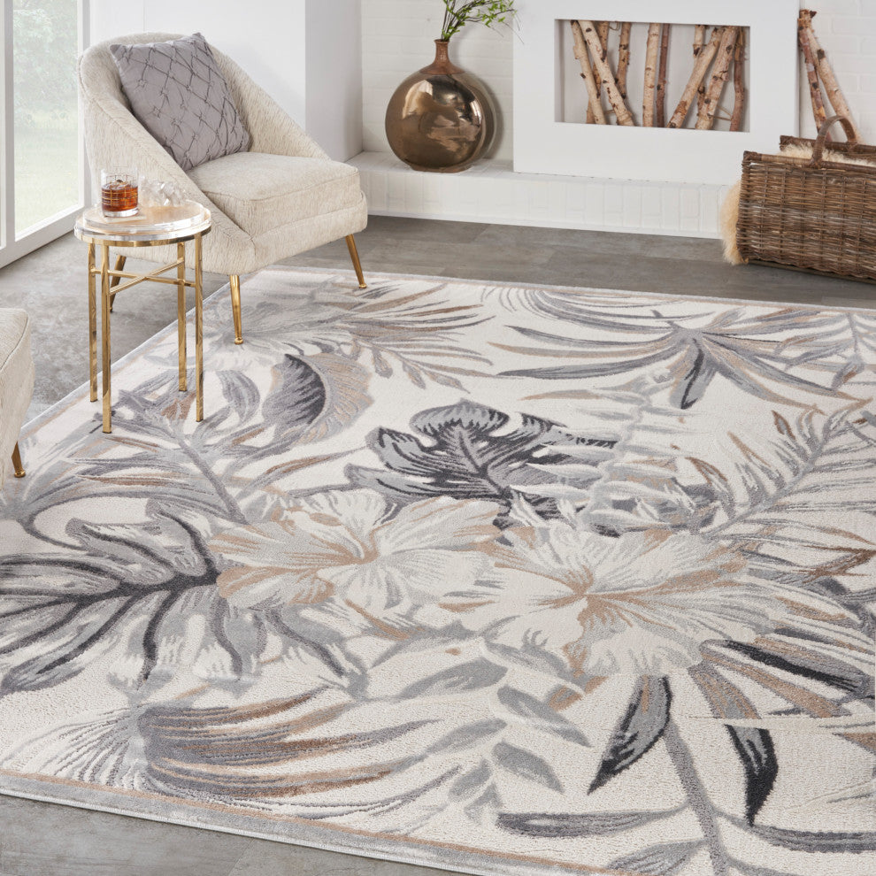 Nourison Seaside 7'10" x 9'10" Ivory/Grey Coastal, Nautical and Beach Indoor Rug