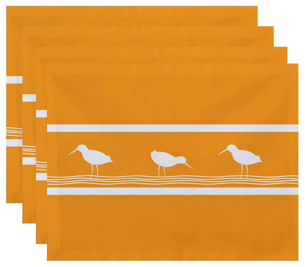 18"x14" Birdwalk, Animal Print Placemat, Yellow, Set of 4