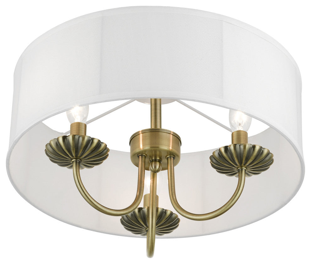 Livex Lighting 3 Light Antique Brass Semi-Flush Mount